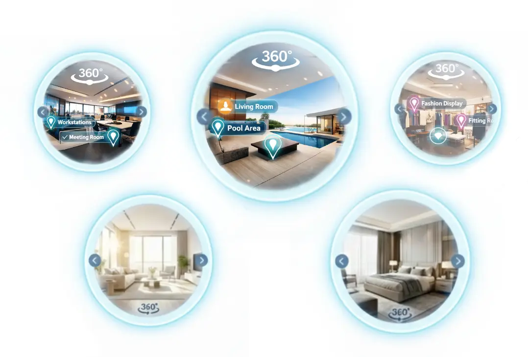 Visite virtuelle 360 professionnelle visible sur ordinateur, smartphone et casque VR